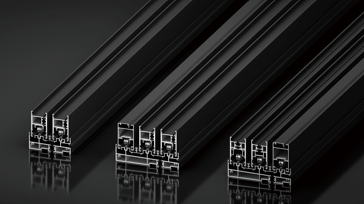 GT40 sliding door profile illustration from the 2026 Guantian door catalog