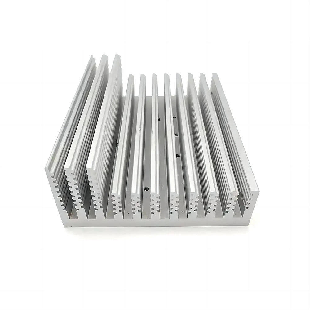 Aluminum heat-sink profile with closely spaced fins.